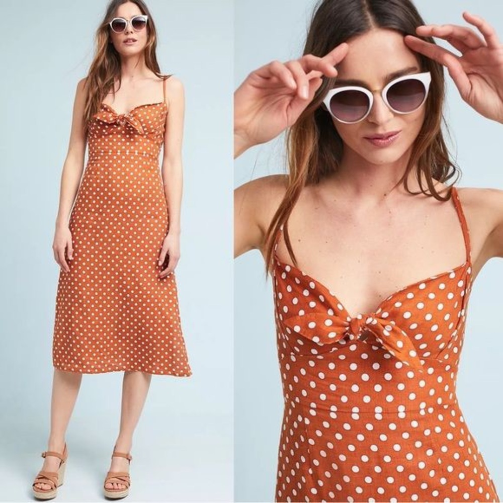 Anthropologie Faithful the Brand Fiscardo Polka Dot Midi Dress